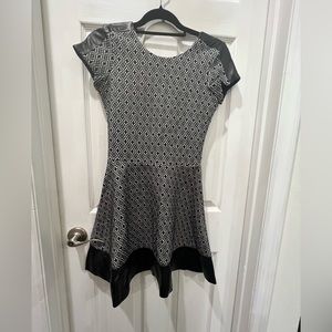 Parker Lambskin leather trim knit dress